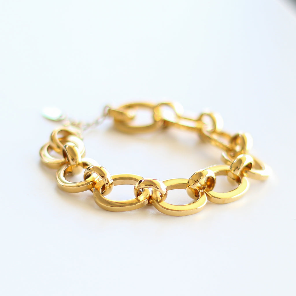 bracelet grosse chaine doré acier inoxydable 