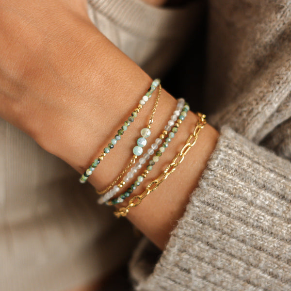 bracelet perle acier émeraude femme