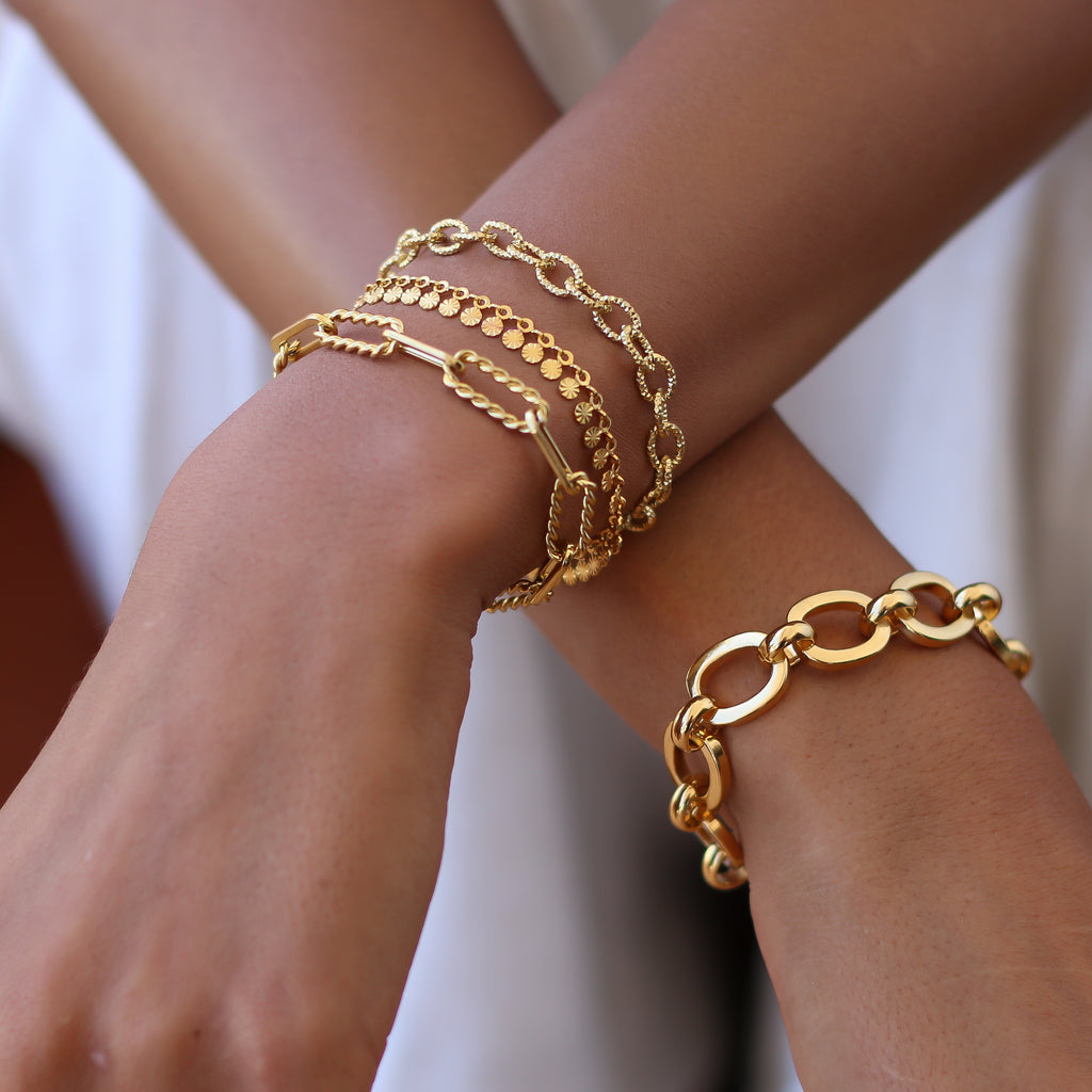 bracelet chaine doré acier inoxydable bijoux