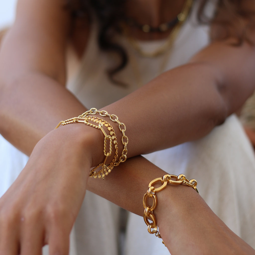 bracelet chaine doré acier inoxydable gold