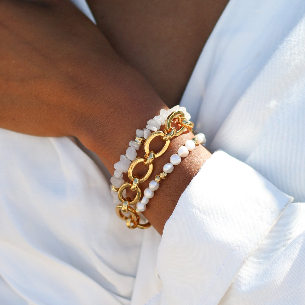 bracelet chaine doré acier inoxydable femme