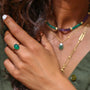 bague créateur agate verte plaqué or reflet