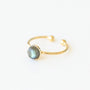 Bague créatrice Labradorite plaqué or face