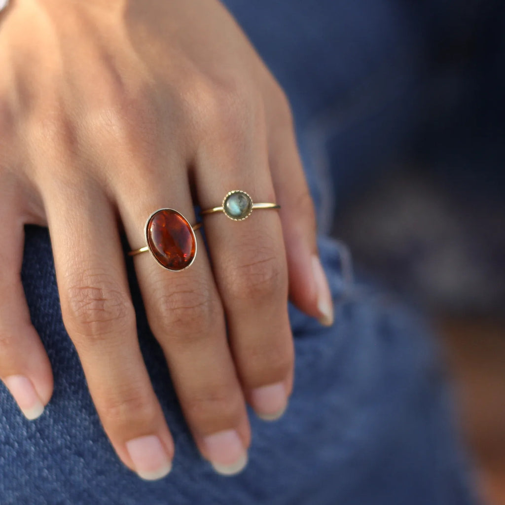 Bague créatrice Labradorite plaqué or lithothérapie