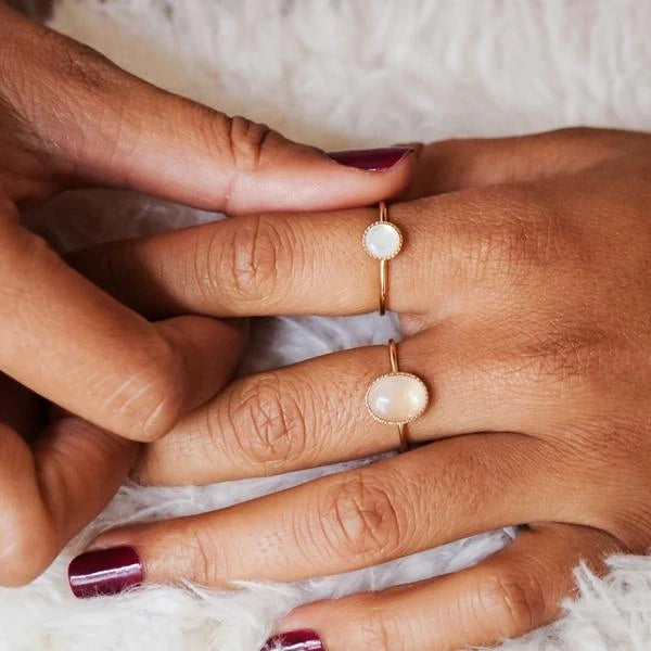 Bague créatrice Nacre plaqué or bijoux
