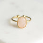 Bague créateur Quartz rose plaqué or face