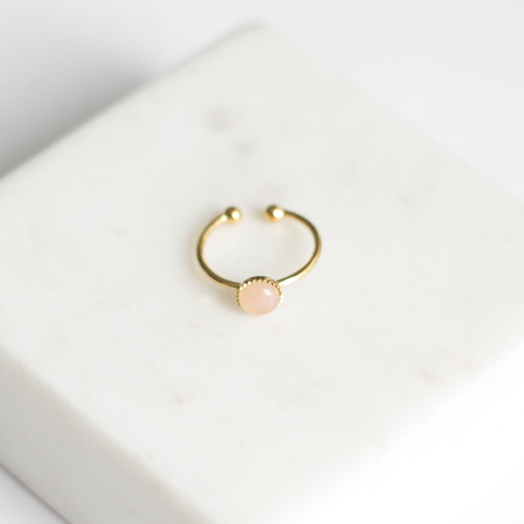 Bague créatrice Quartz Rose plaqué or dessus