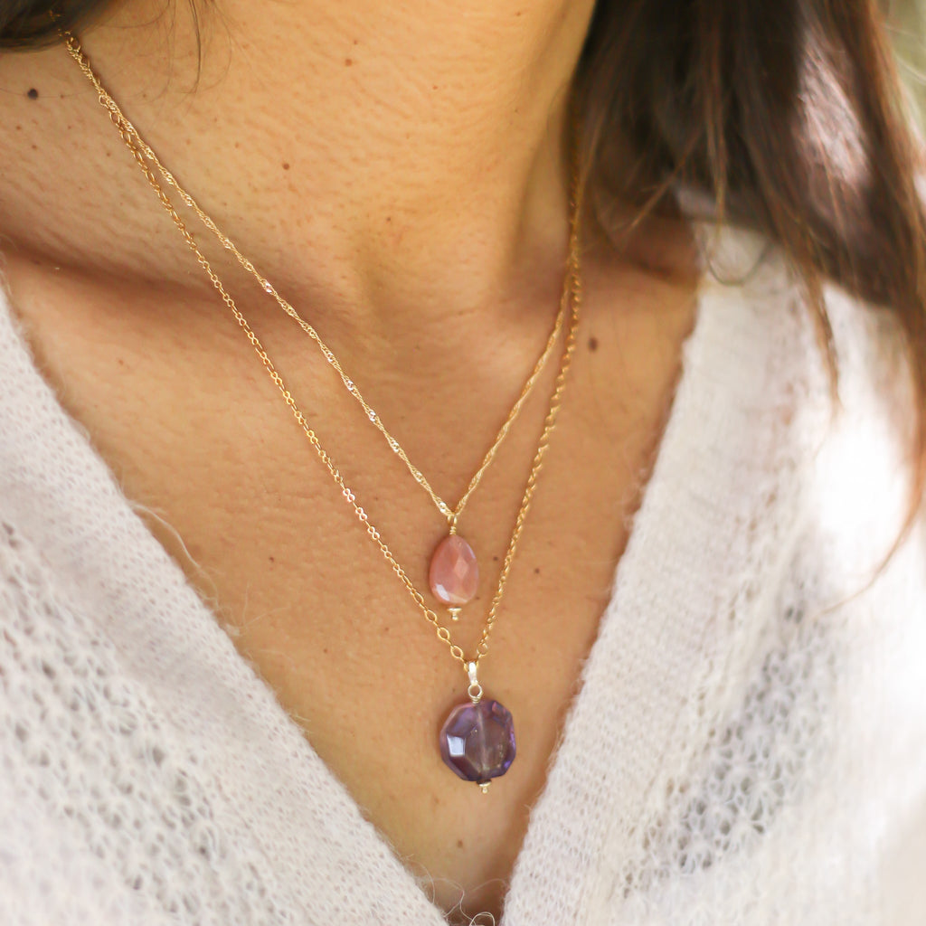 collier sérénité améthyste doré créatrice